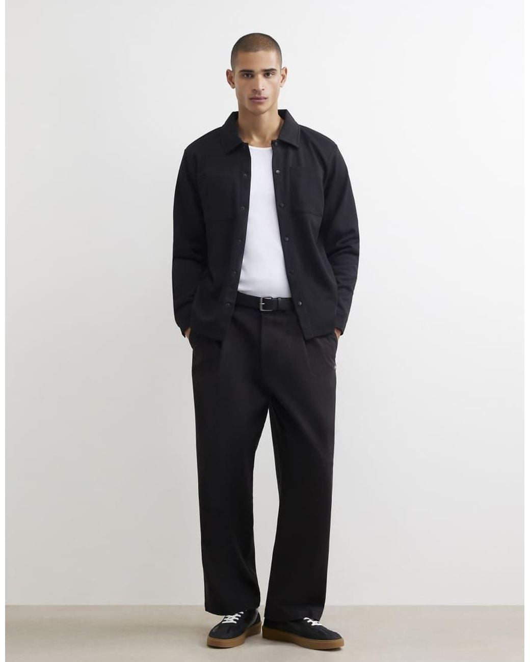 River Island Blue Slim Fit Pique Double Pocket Jacket for men