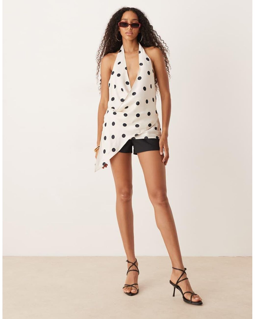 ASOS White Satin Scarf Neck Drape Top