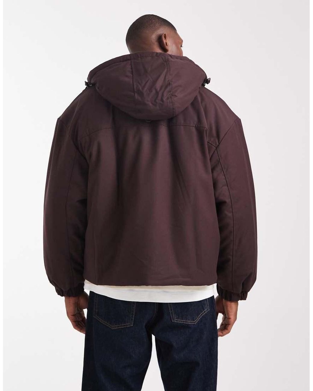ASOS Brown Hooded Puffer Jacket for men