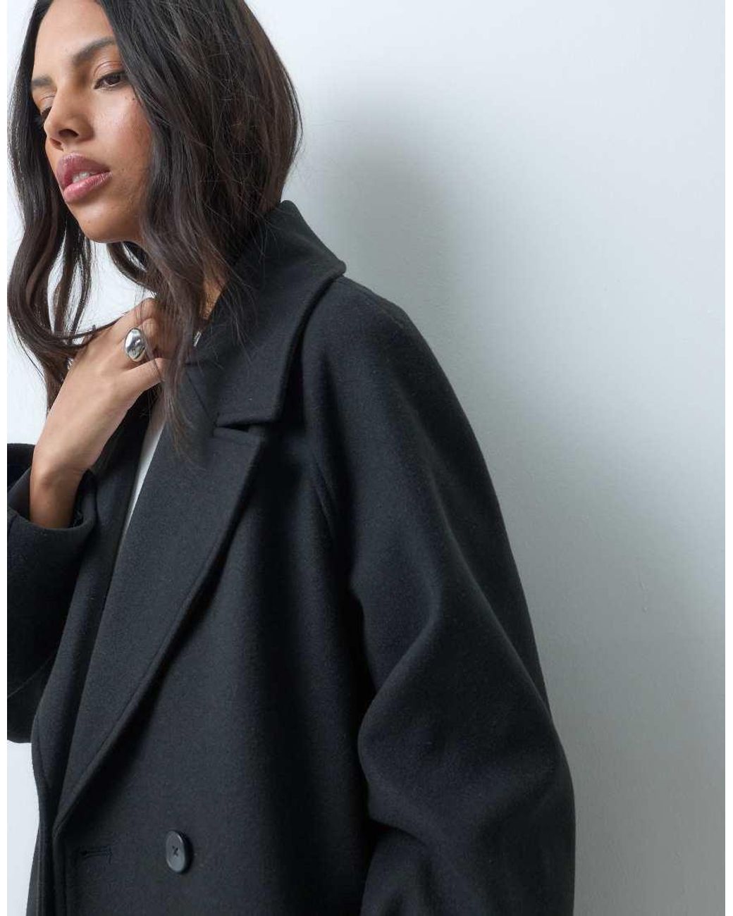 ASOS Blue Longline Double Breasted Coat