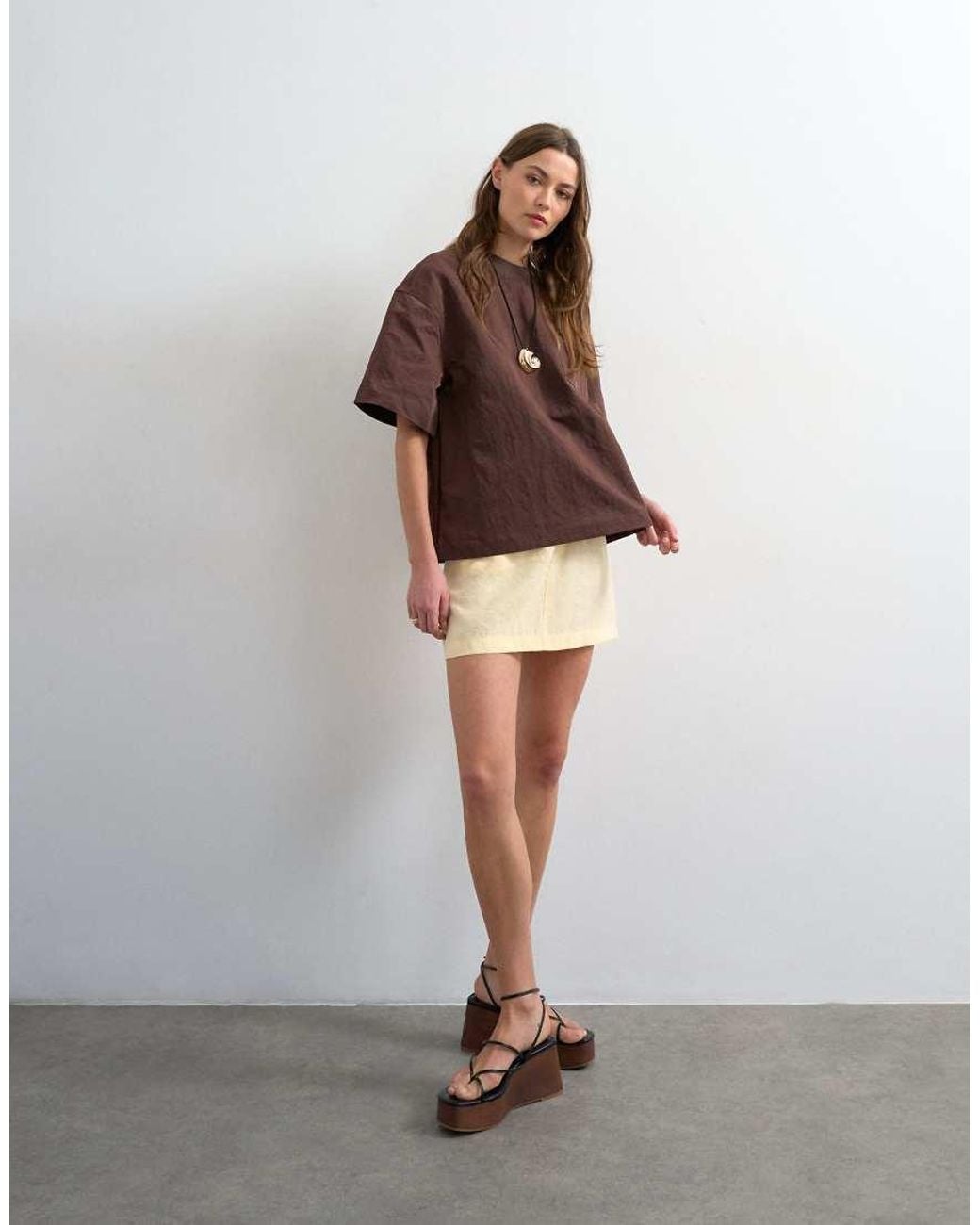 TOPSHOP Brown Super Soft Cupro Mini Skirt