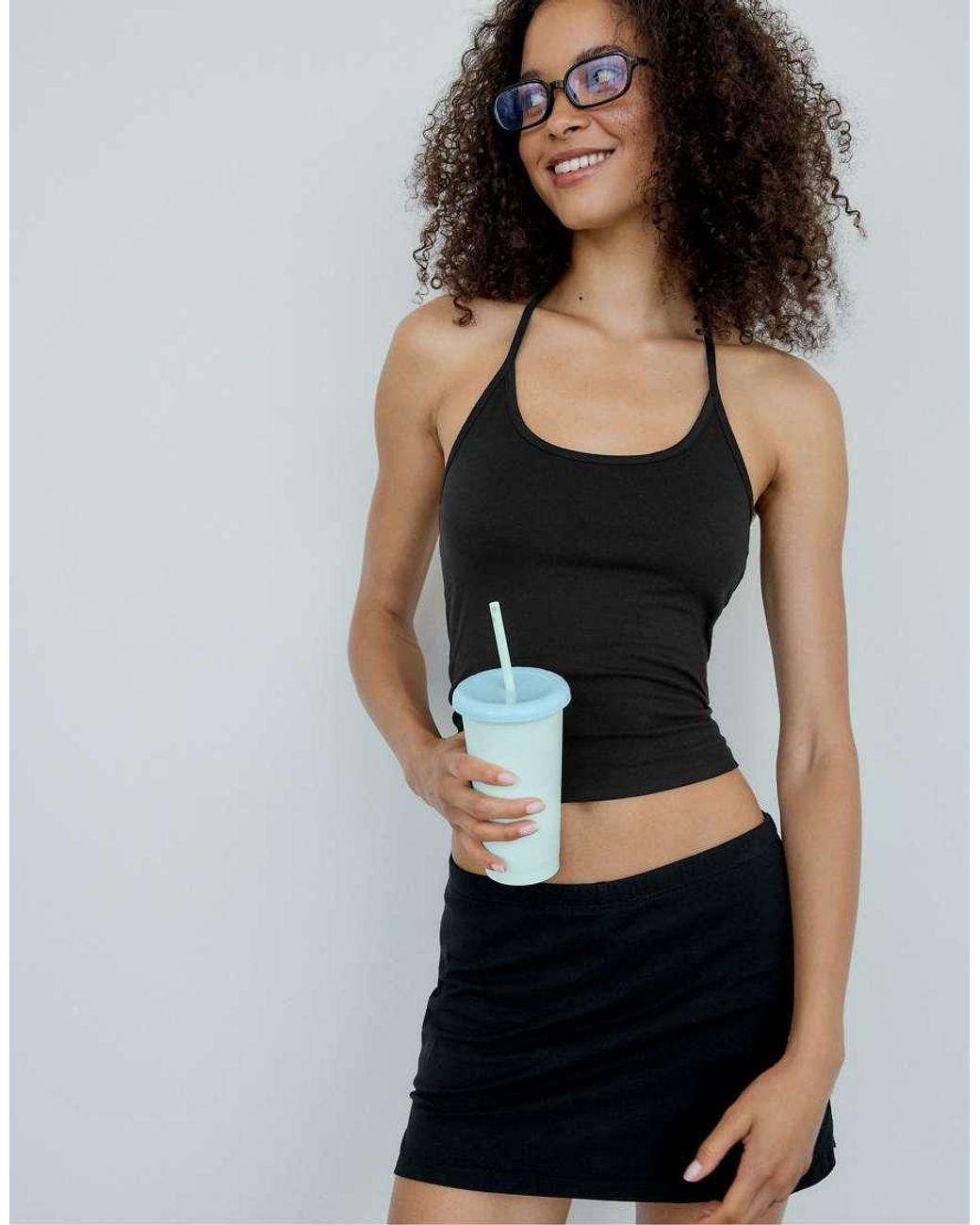 Stradivarius Black Knit Halter Top