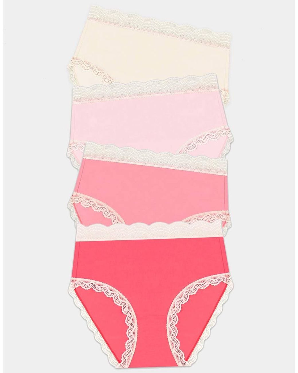 Stripe & Stare Pink High Rise Knicker Four Pack