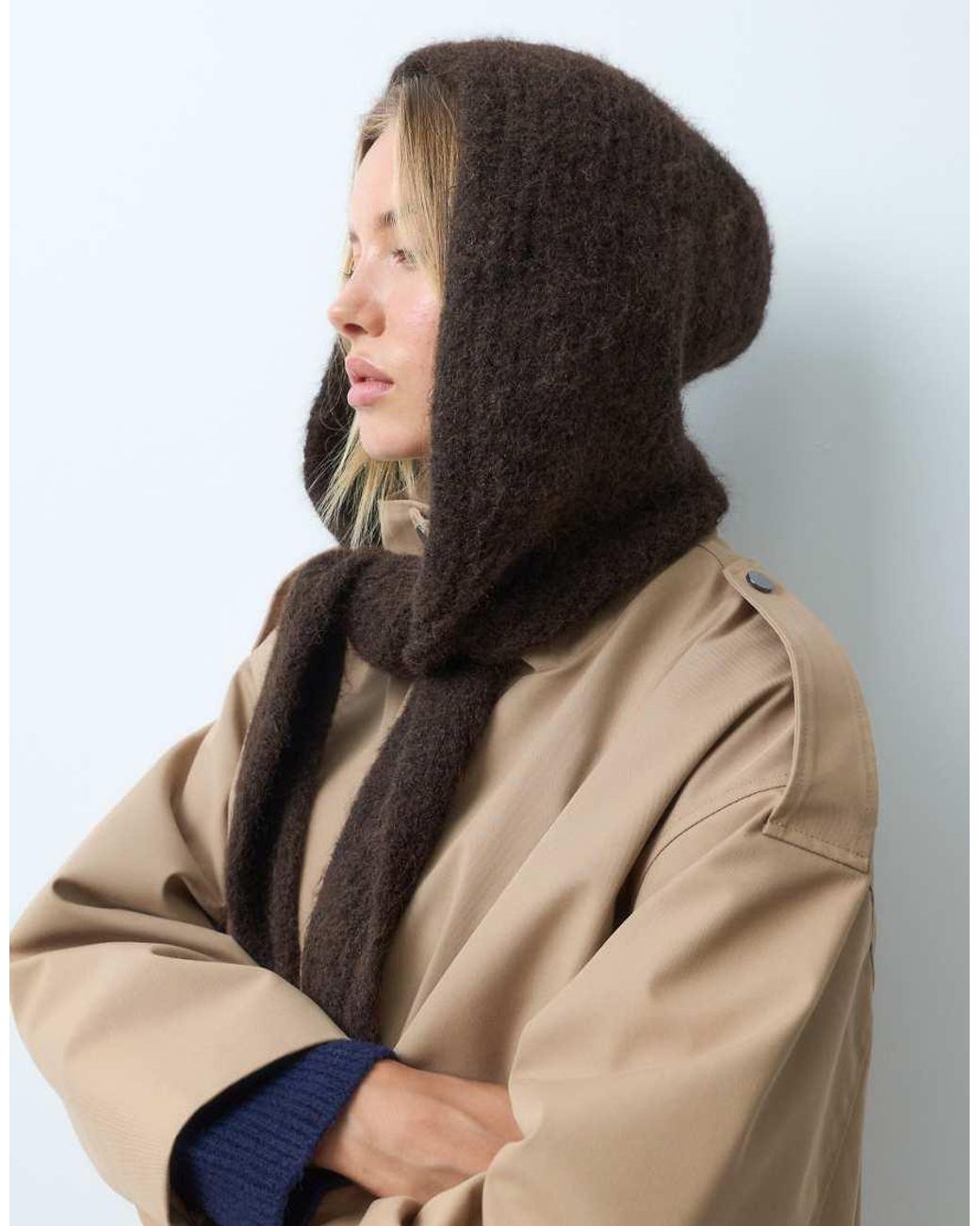 ASOS Blue Knit Hooded Scarf
