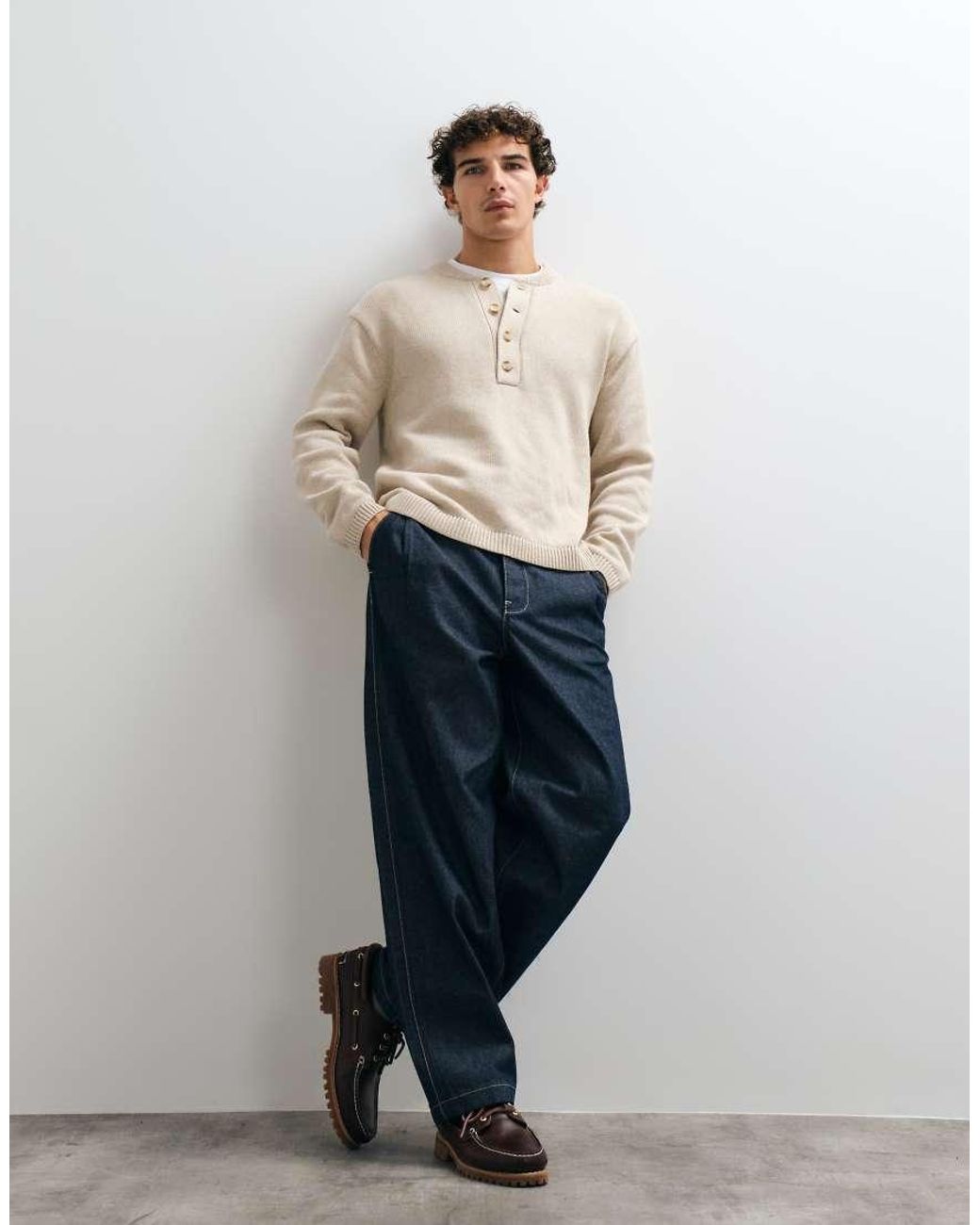 Abercrombie & Fitch Natural Knitted Henley Jumper for men