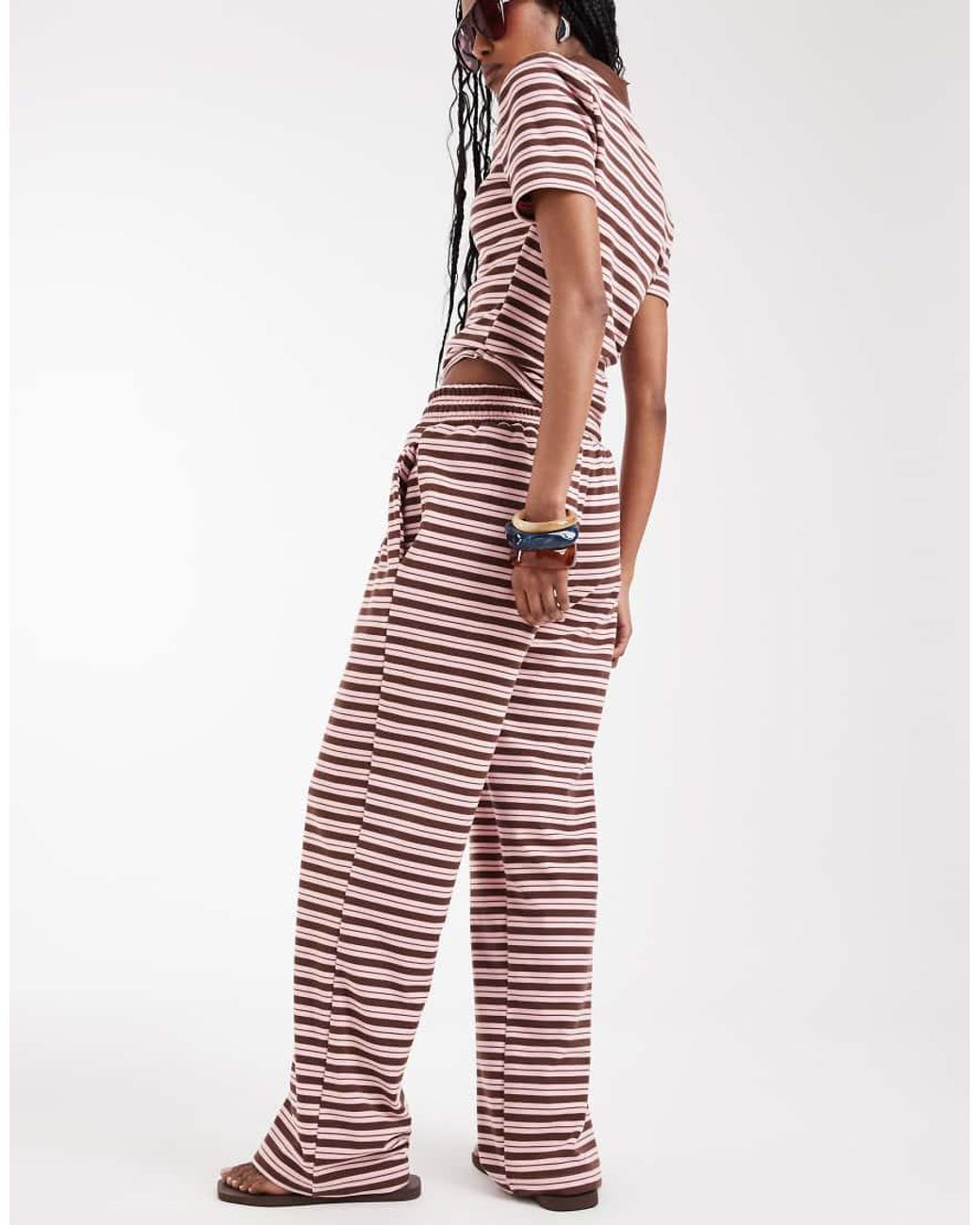 Wanderdoll Pink Frankie Premium Jersey Wide Leg Trousers Co-ord