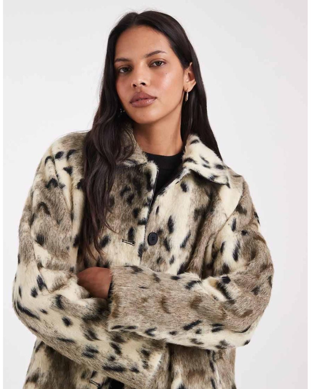 ASOS White Longline Faux Fur Car Coat