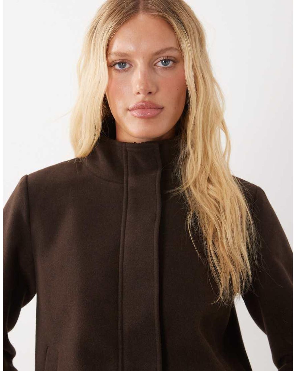 Vila Black Funnel Neck Short Wool-look Jacket