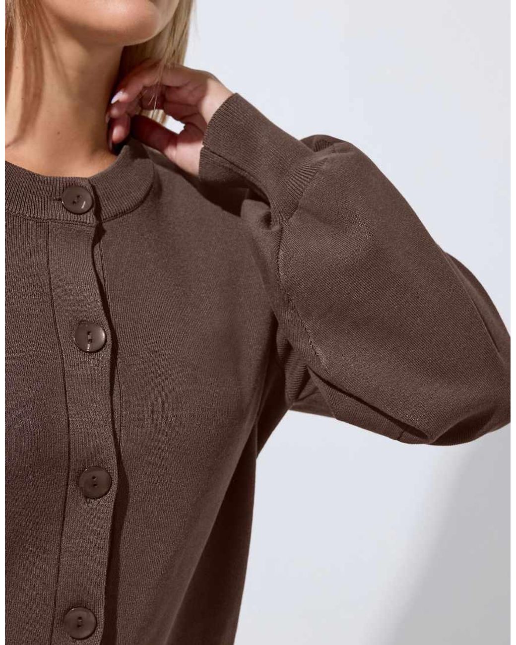 Yours Clothing Brown Balloon Sleeve Cardigan