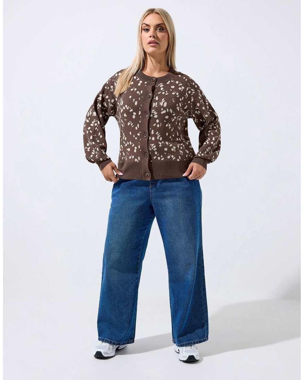 Yours Clothing Blue Deer Print Cardigan