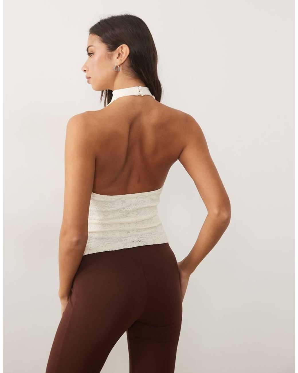Motel White Samwell Lace Halter Top