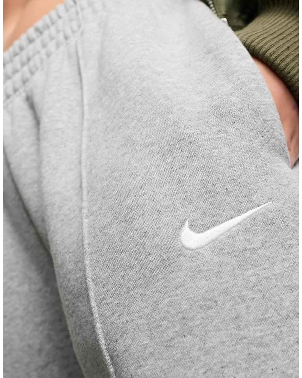 nike mini swoosh oversized sweatpants in gray