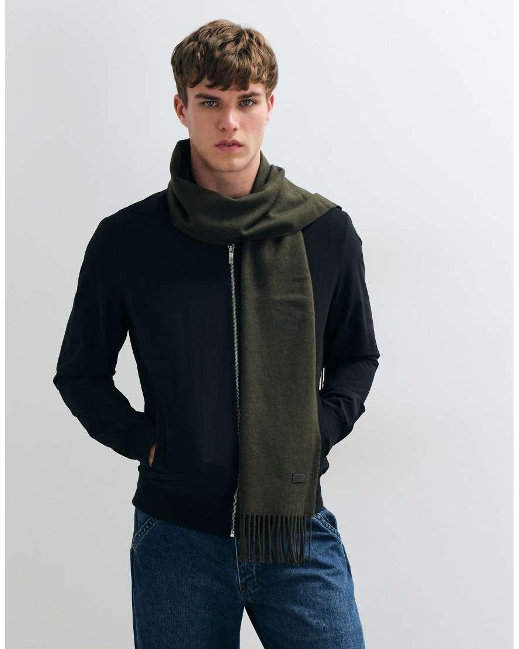 Mango Green Knitted Scarf for men