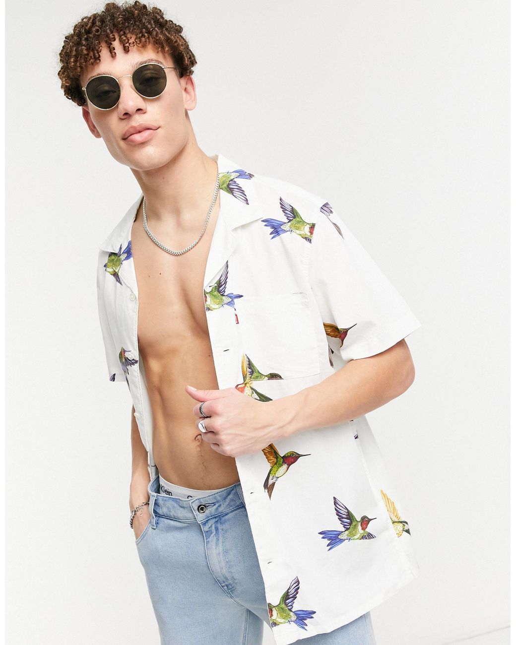 Levi's Cubano Short Sleeve Hummingbird Print Shirt in White for Men | Lyst