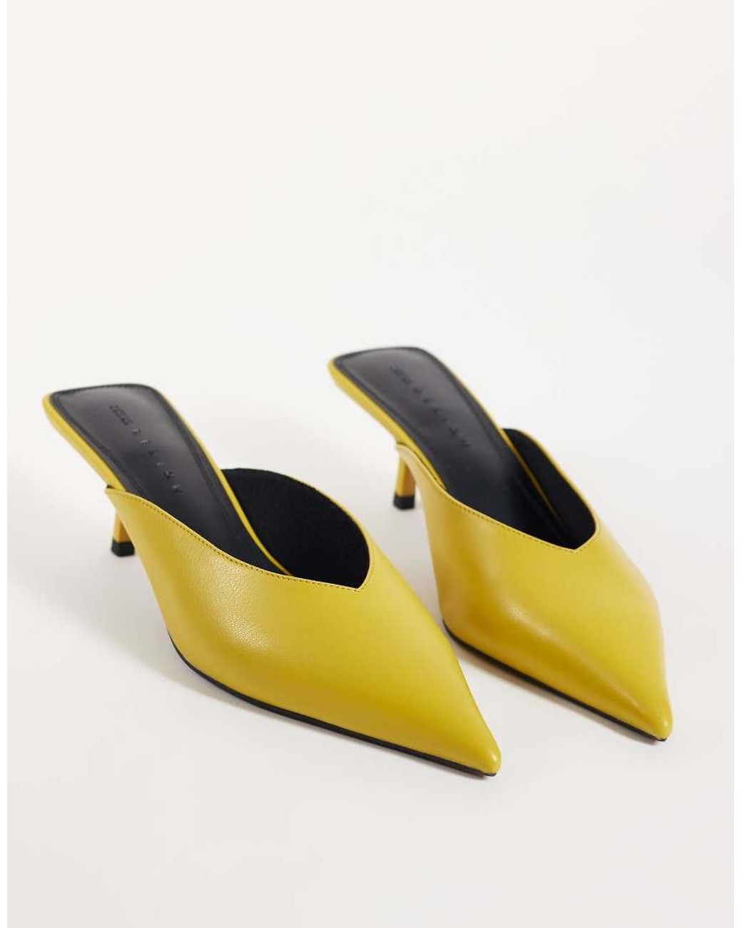 ASOS Yellow Surprise Pointed Kitten Heeled Mules