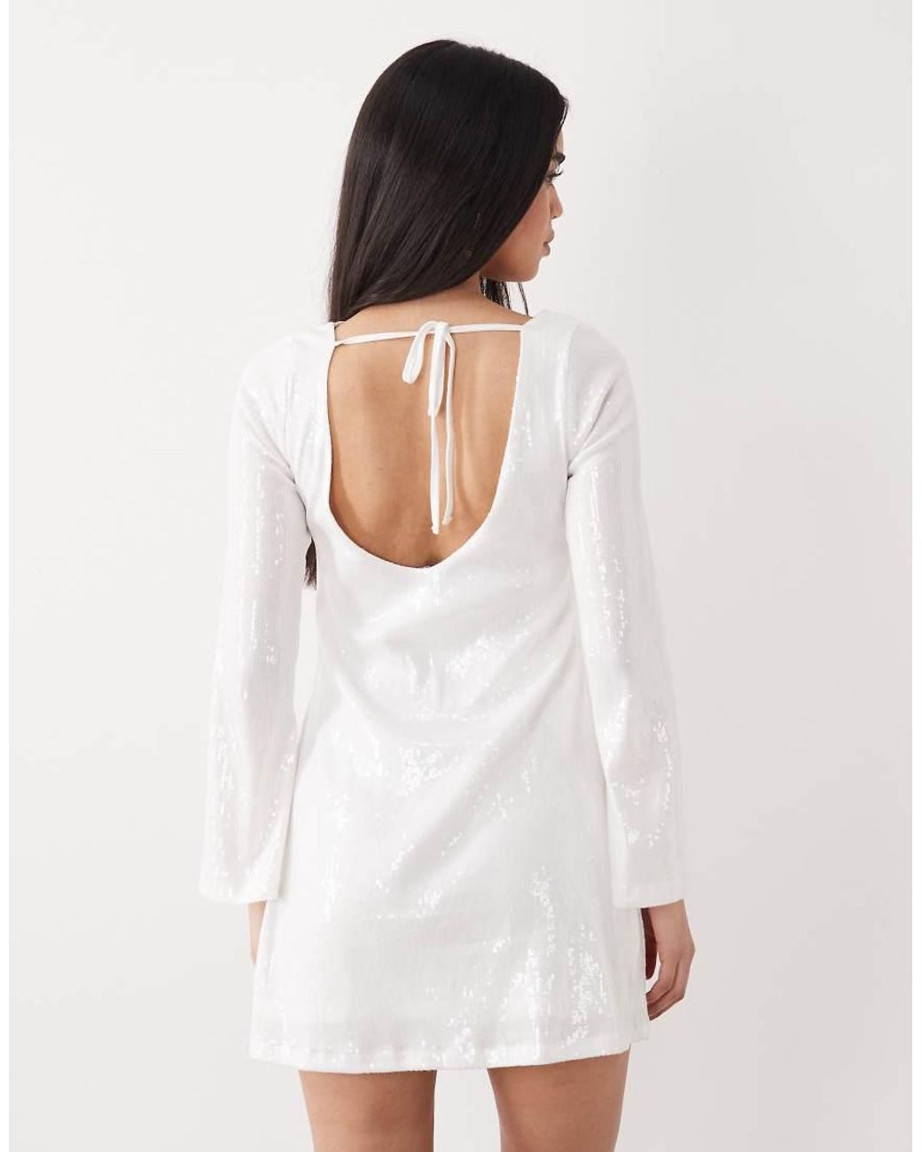New Look White Low Back Sequin Mini Dress
