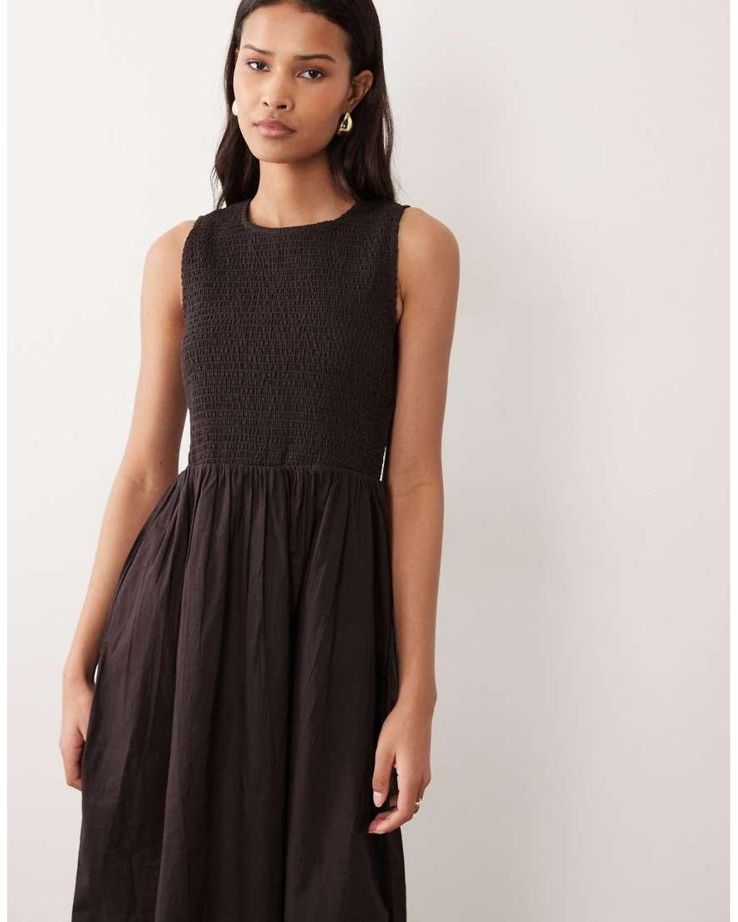 Jdy Natural Sleeveless Smock Midi Dress