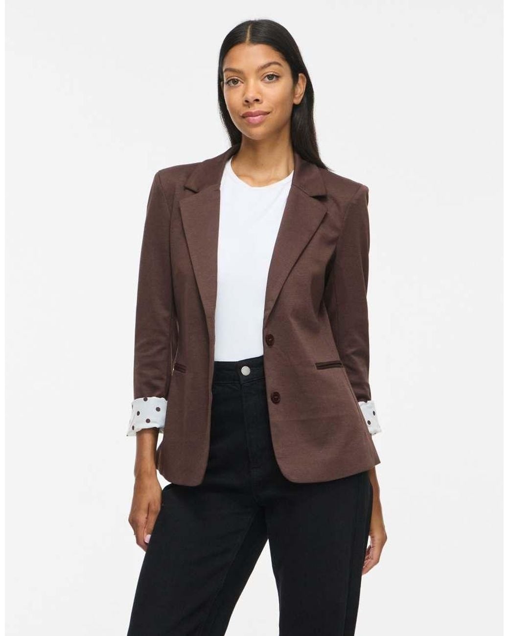 Vila Brown Saga Jersey Slim Fit Blazer