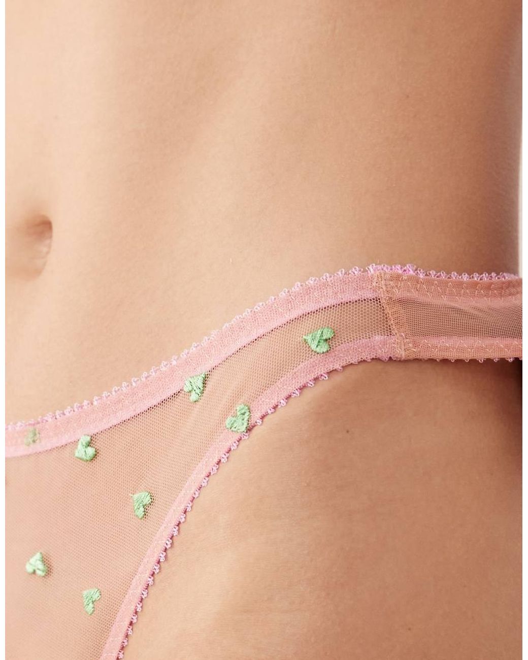 Dora Larsen Natural Bessie Heart Embroidered Thong