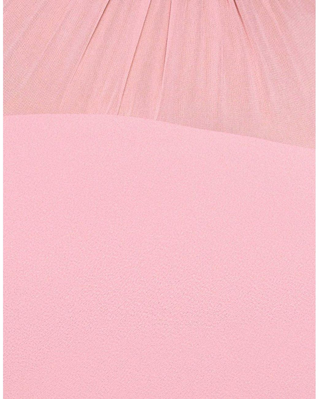 Goddiva Pink Bishop Sleeve Peplum Top Sculpting Stretch Jersey Crepe And Chiffon Maxi Dress