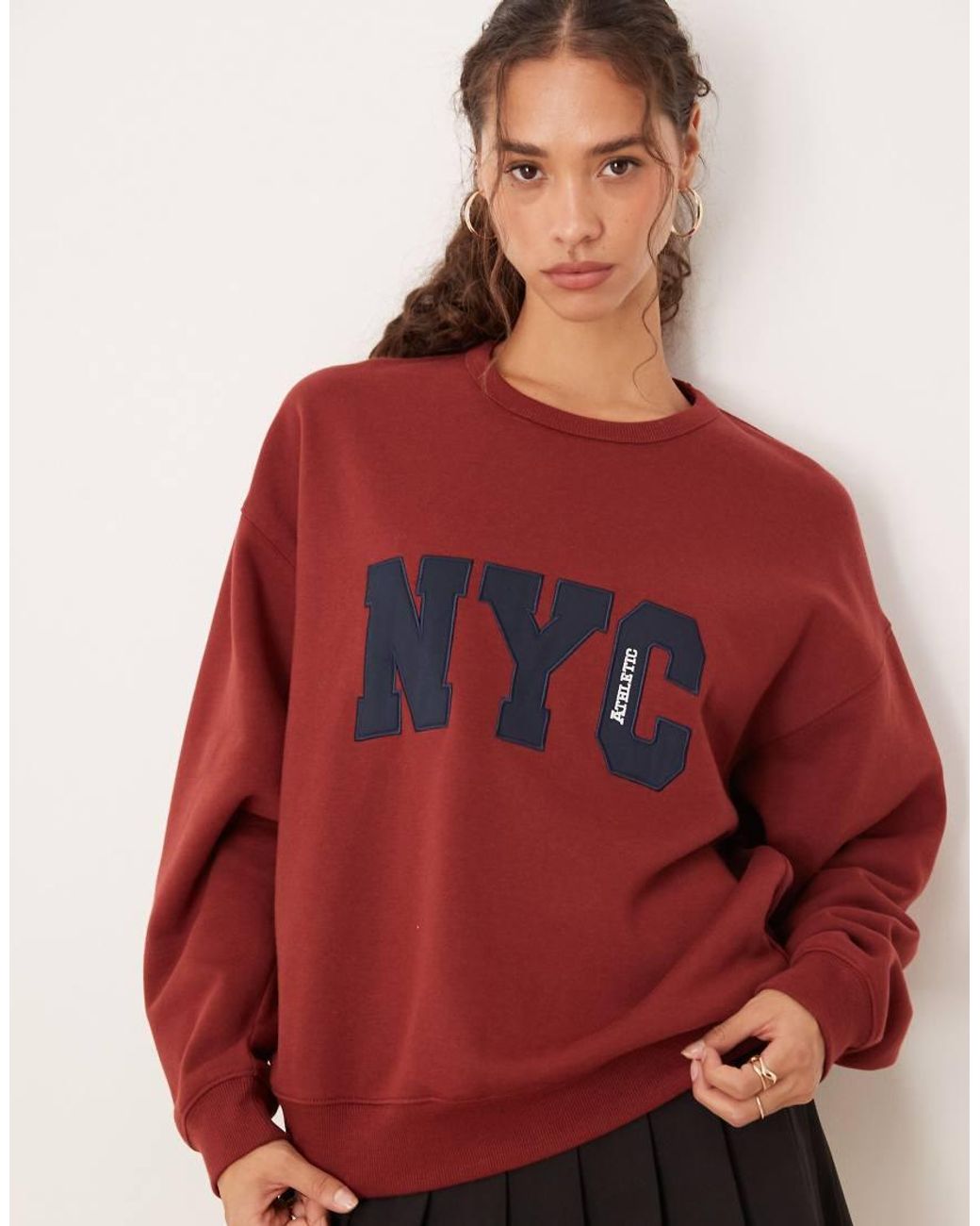 Brave Soul Red Slogan Crew Neck Sweatshirt