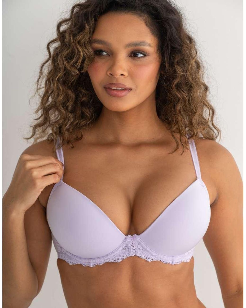 Pour Moi Brown Fleur Padded Push Up Plunge Tshirt Bra