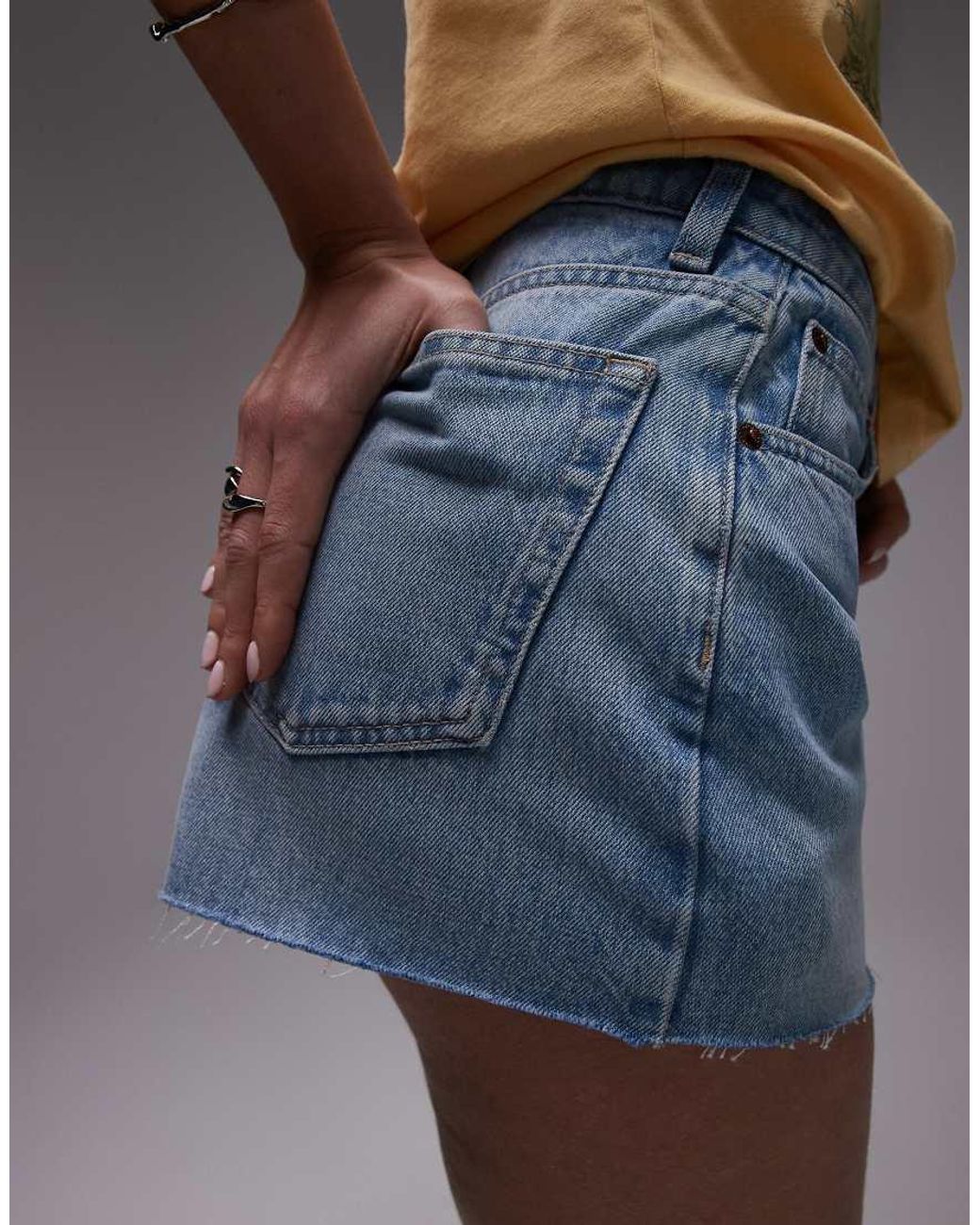 TOPSHOP Gray Denim A-line Shorts