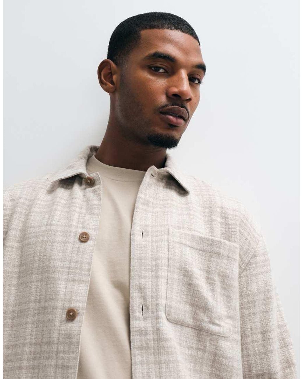 Abercrombie & Fitch Natural Oversized Flannel Shirt for men