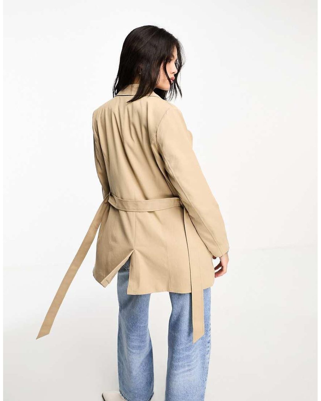 ONLY Blue Button Detail Short Trench Coat