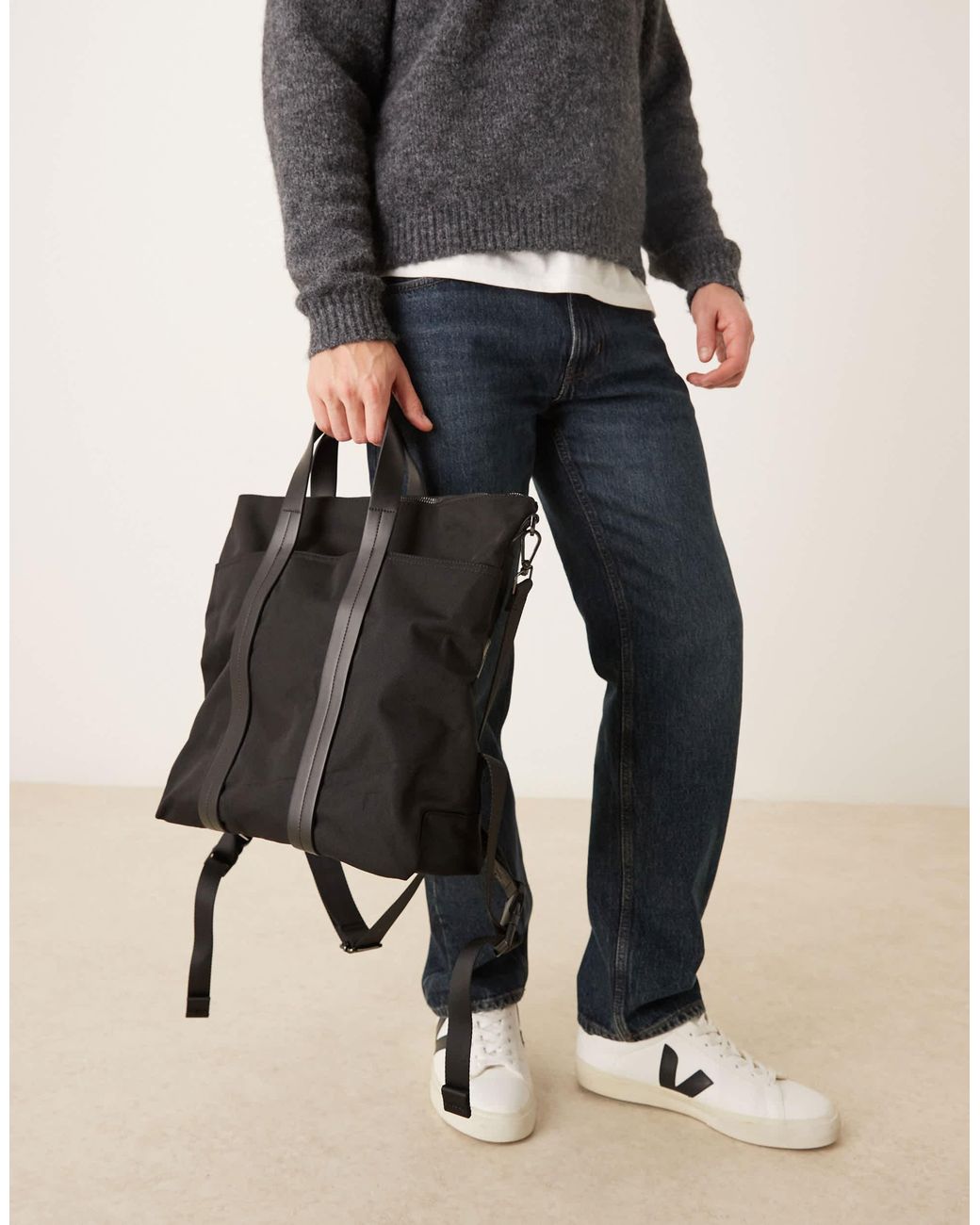 Mango Black Multistrap Backpack for men