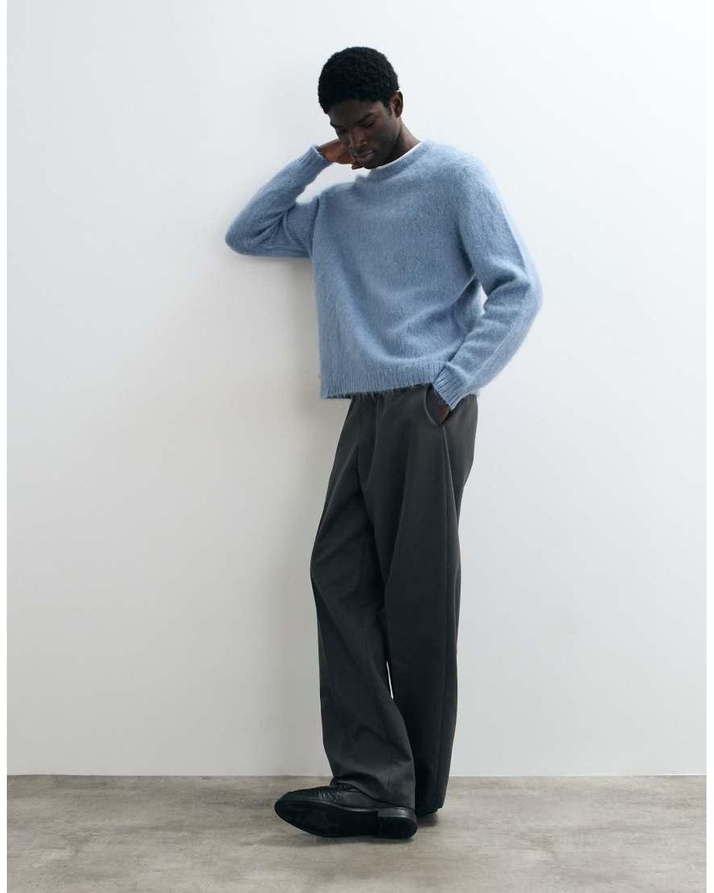 ASOS Blue Oversized Knitted Mohair Jumper for men