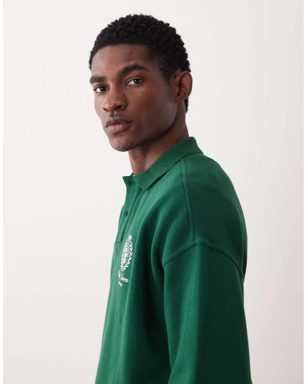 Polo Ralph Lauren Green Icon Logo Long Sleeve Collared Sweatshirt for men