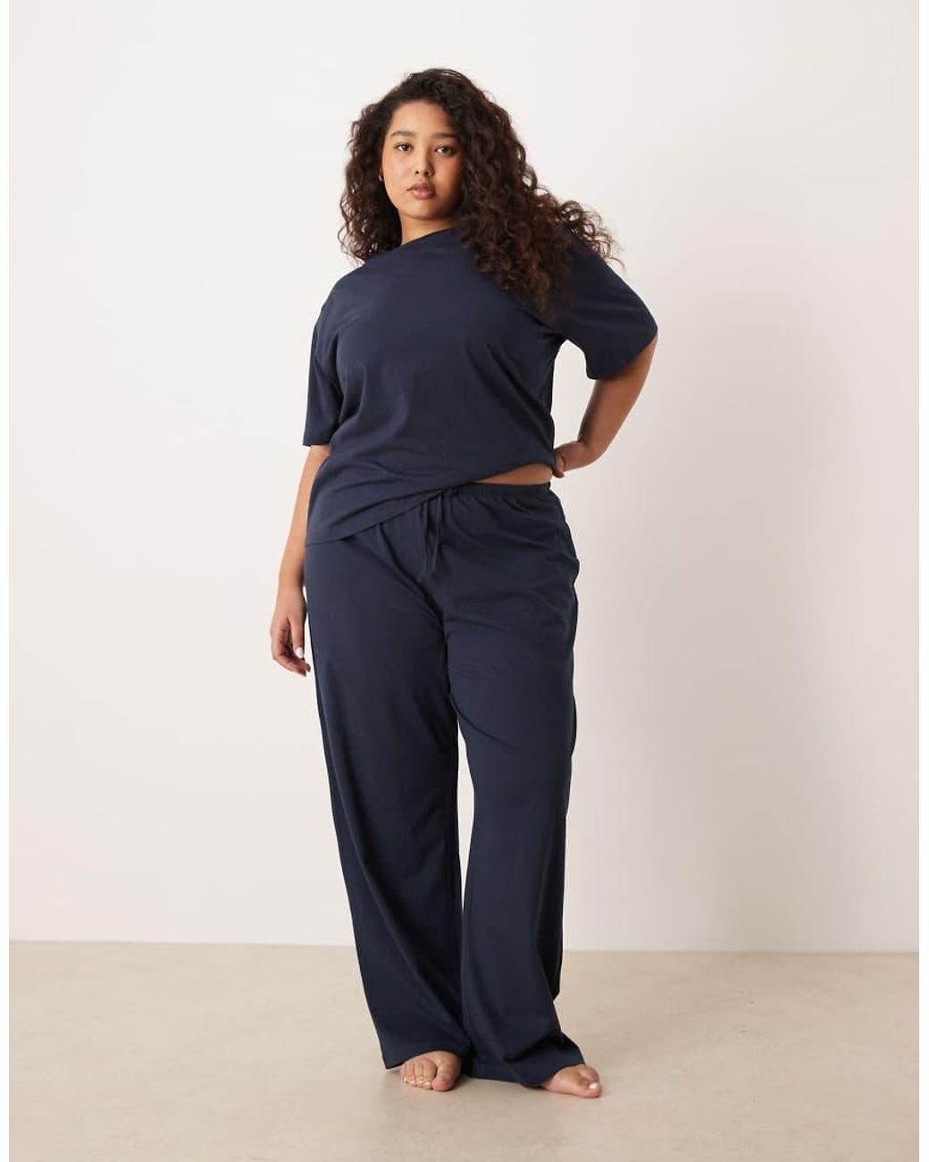 ASOS Blue Asos Design Curve Mix & Match Cotton Oversized Pyjama Tee