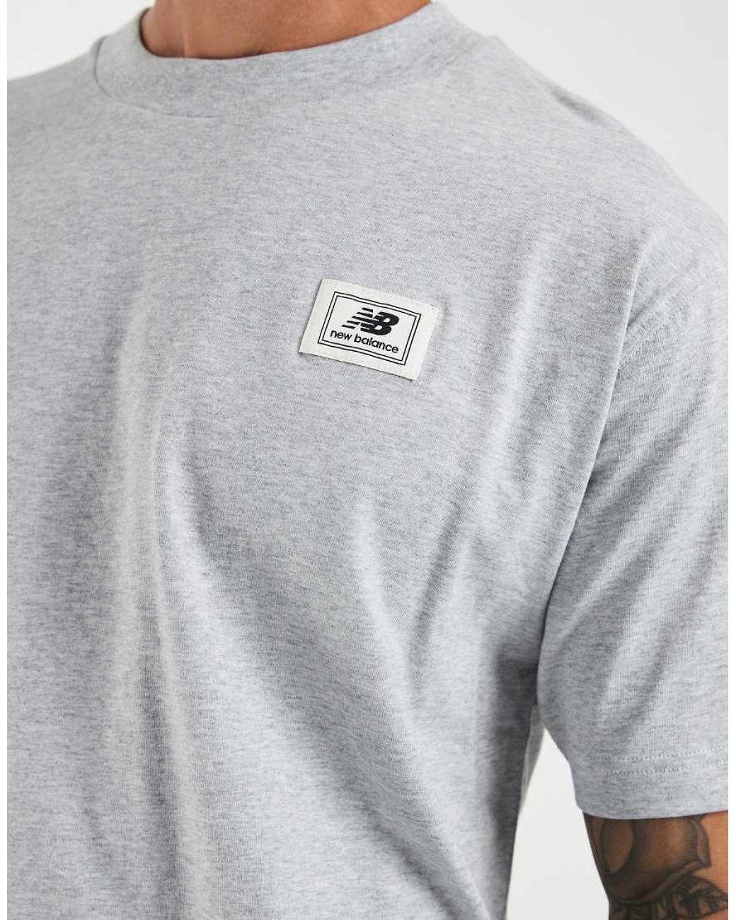 New Balance Gray Woven Label T-shirt for men