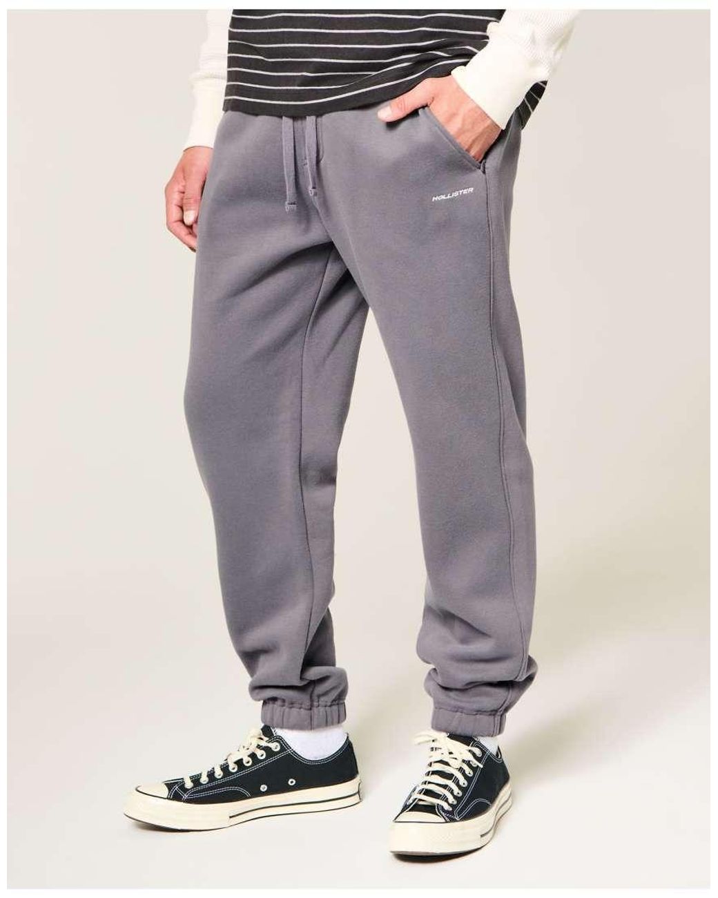 Hollister White Relaxed Cinch Sweatpants for men