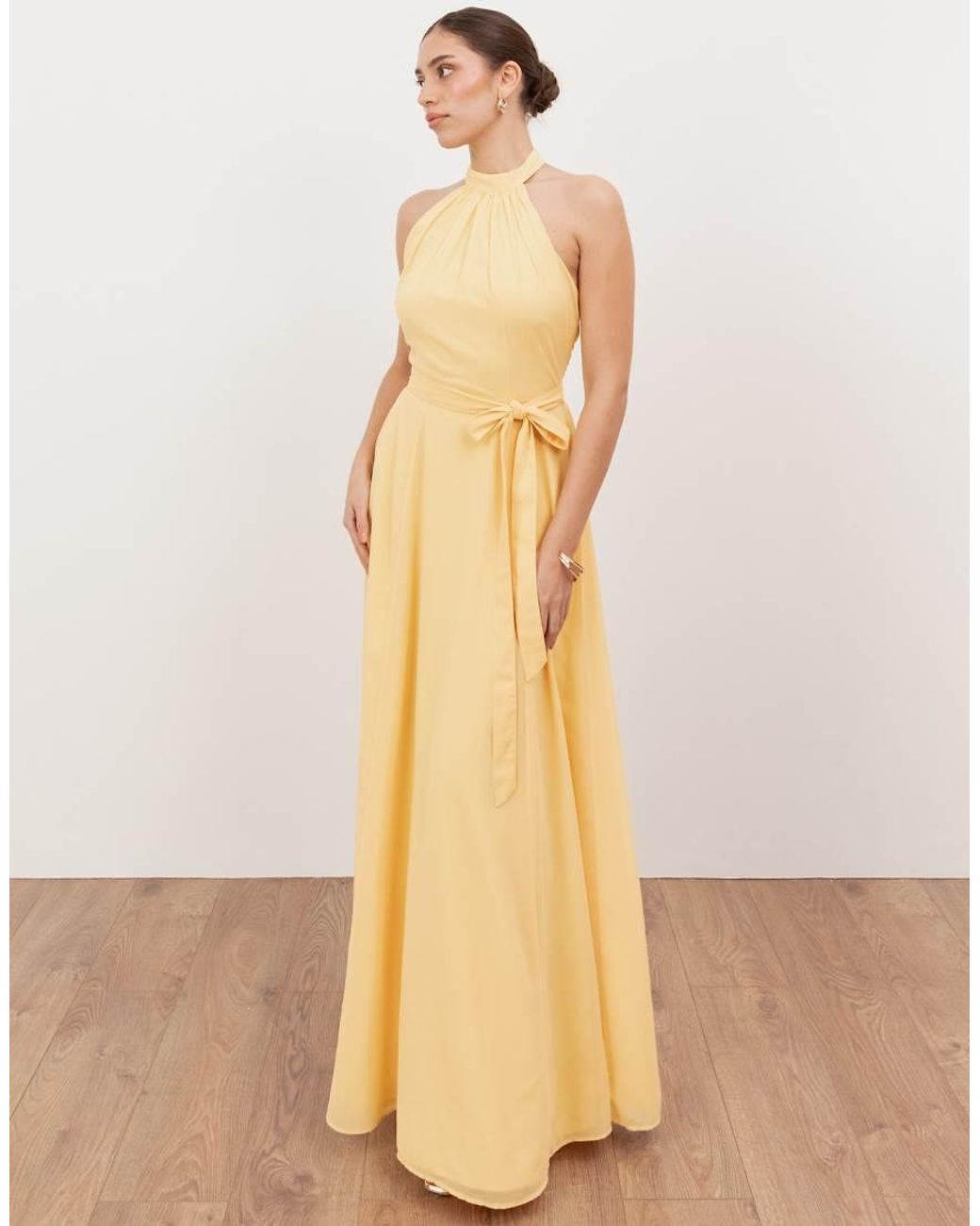 ANAYA Natural Self Tie Halter Neck Maxi Dress