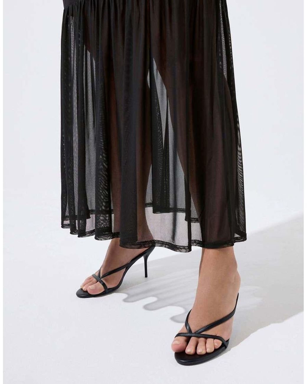 Yours Clothing Black Mesh Trim Maxi Dress