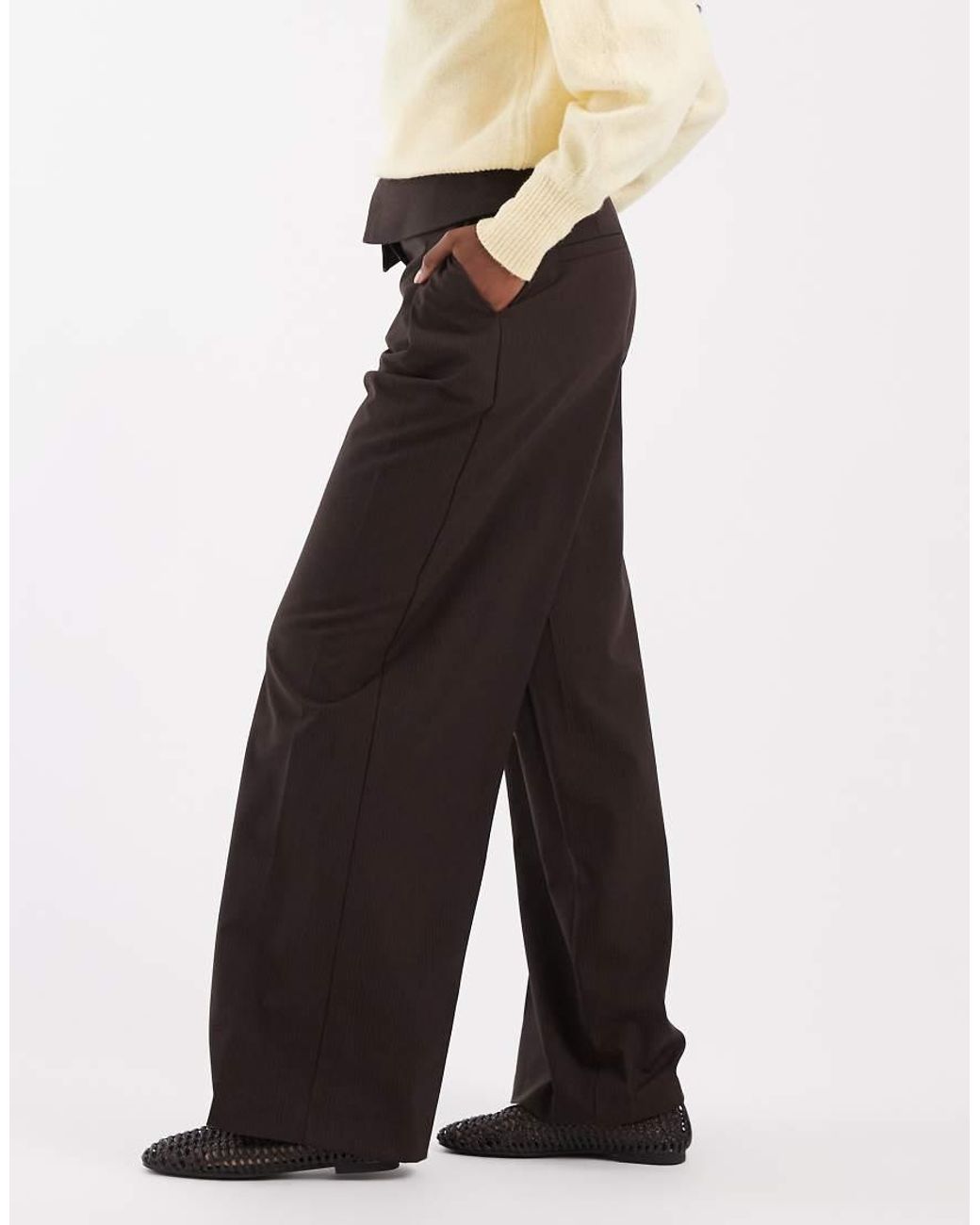 ASOS White Tailored Fold Over Waist Pants