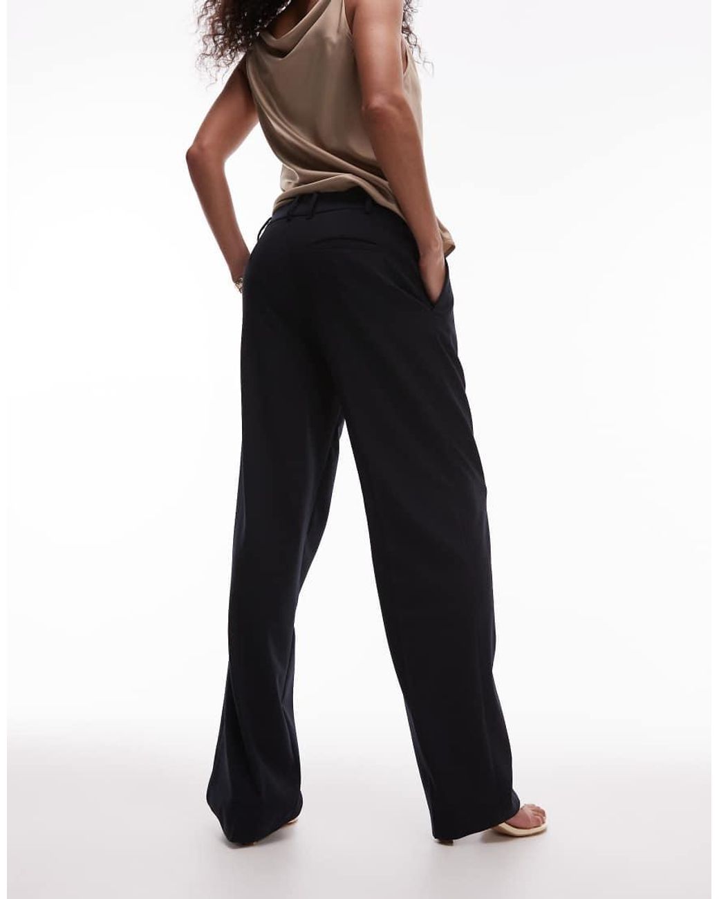 Mango Black Pleat Front Straight Leg Trouser