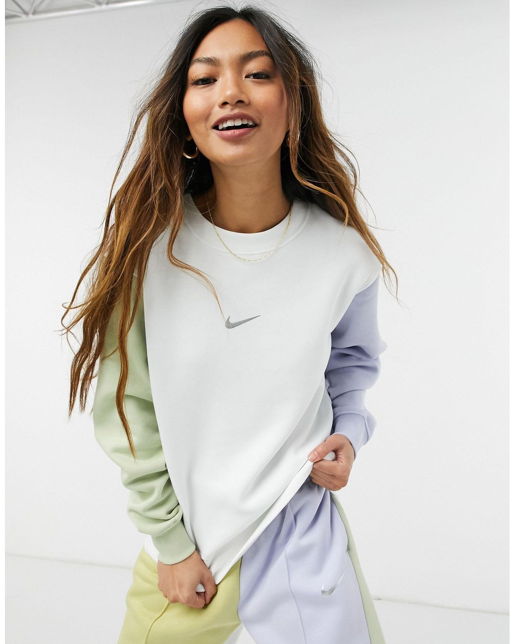 Nike Swoosh Colour Block Sweatshirt | Lyst UK