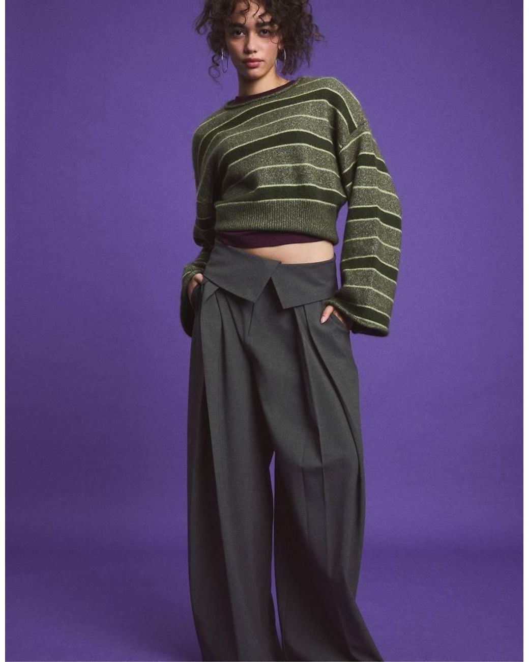 Stradivarius Purple Soft Knit Waistband Jumper