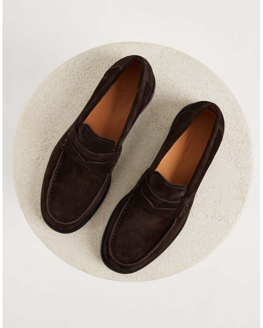 Vagabond Brown Steven Suede Slim Penny Loafers for men