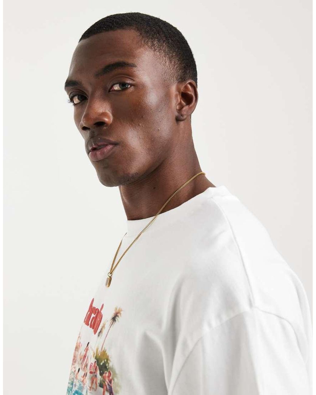 ASOS White Boxy Oversized T-shirt With Pool Back Graphic for men