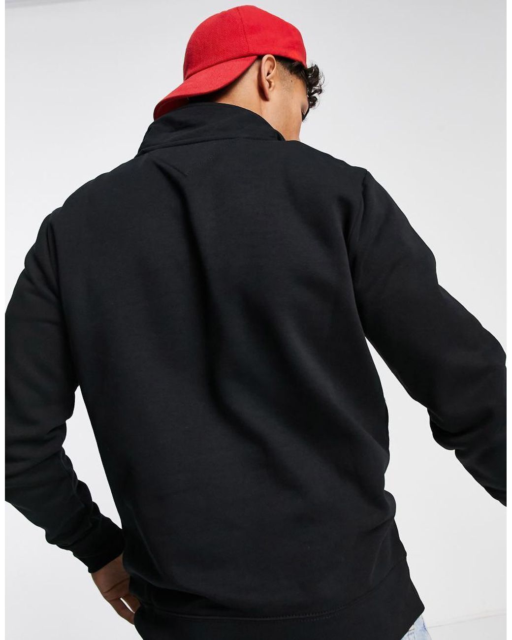 Tommy Hilfiger Black Embroidered Flag Logo Half Zip Sweatshirt for men