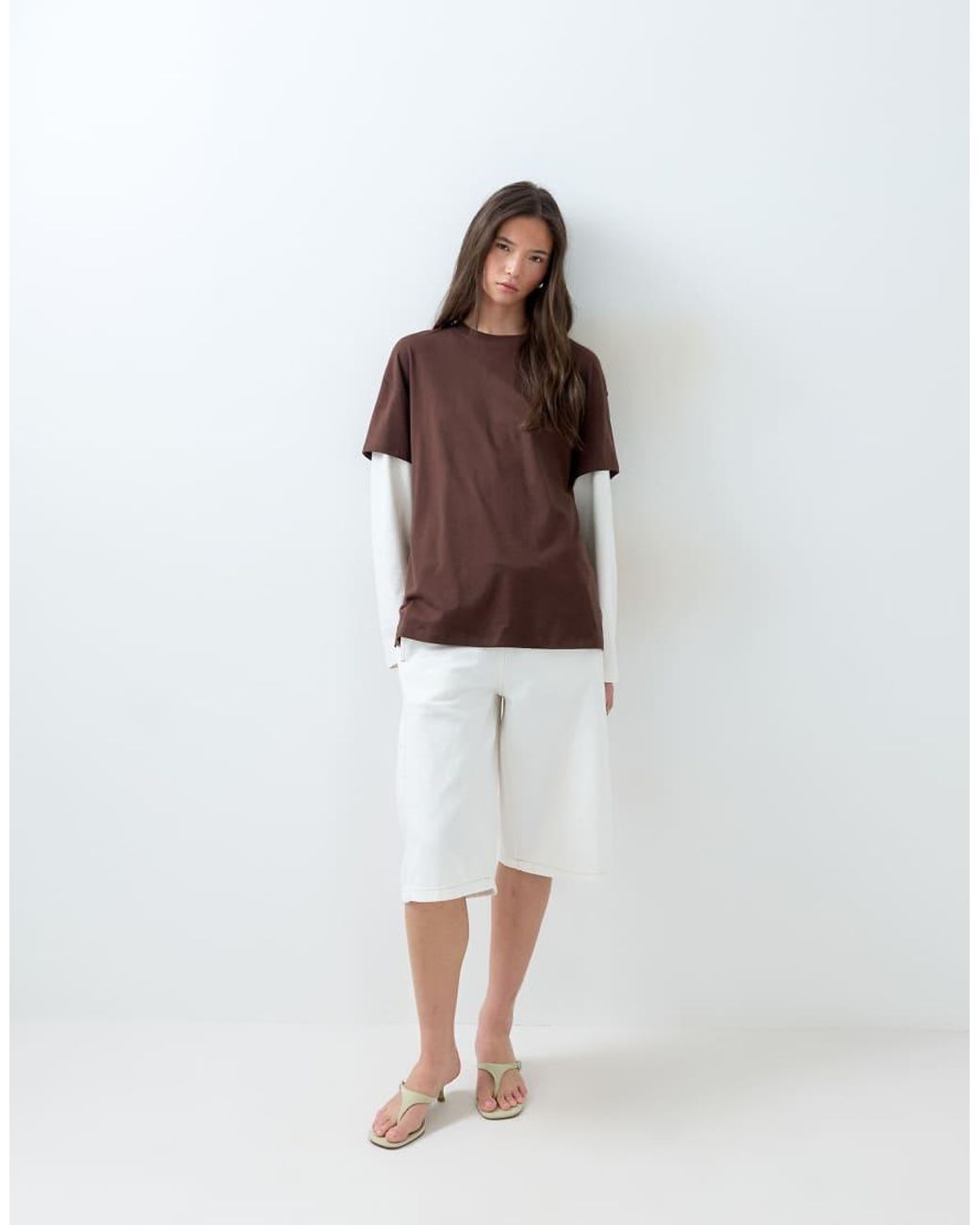 ASOS Brown Oversized Double Layer T-shirt