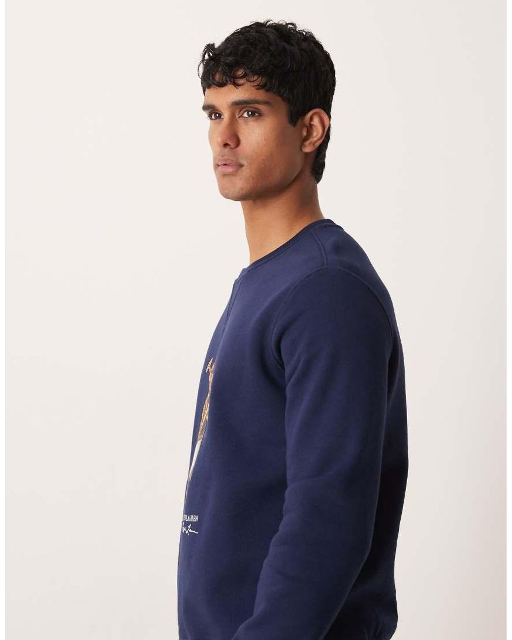 Polo Ralph Lauren Blue Society Bear Print Sweatshirt for men