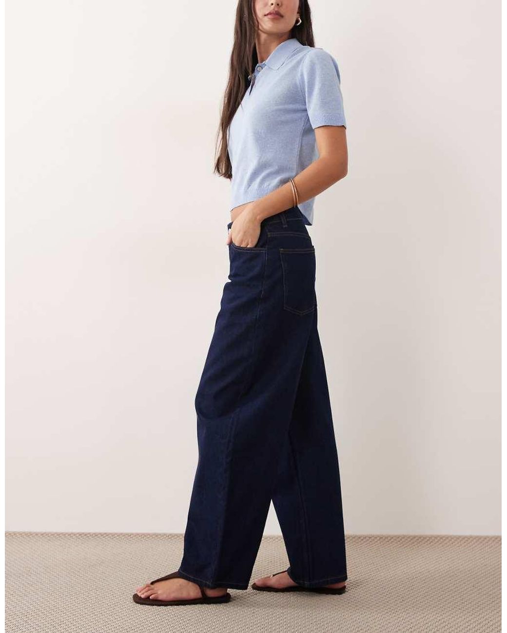 ASOS Blue Low Rise Barrel Jean
