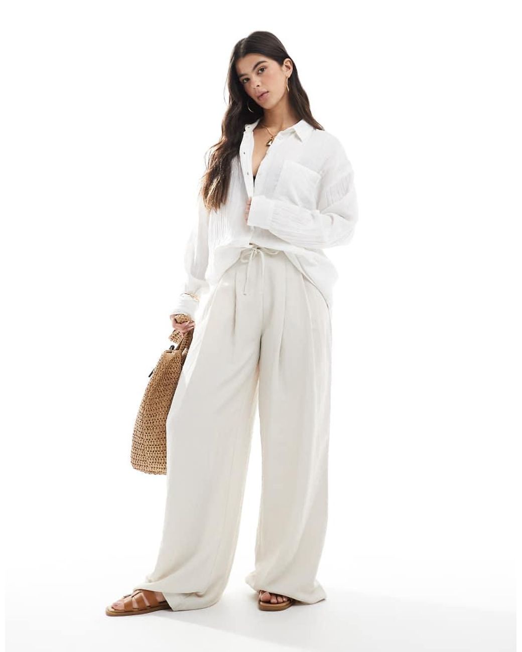 ASOS White Oversized Textured Cotton Shirt