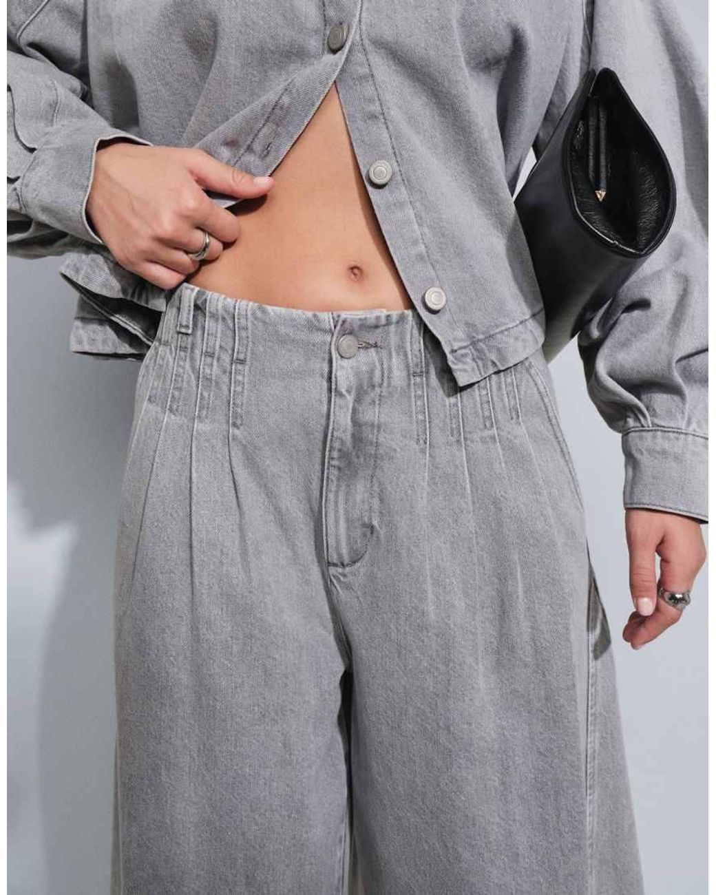 ARRANGE Gray Denim Wide Leg Jeans
