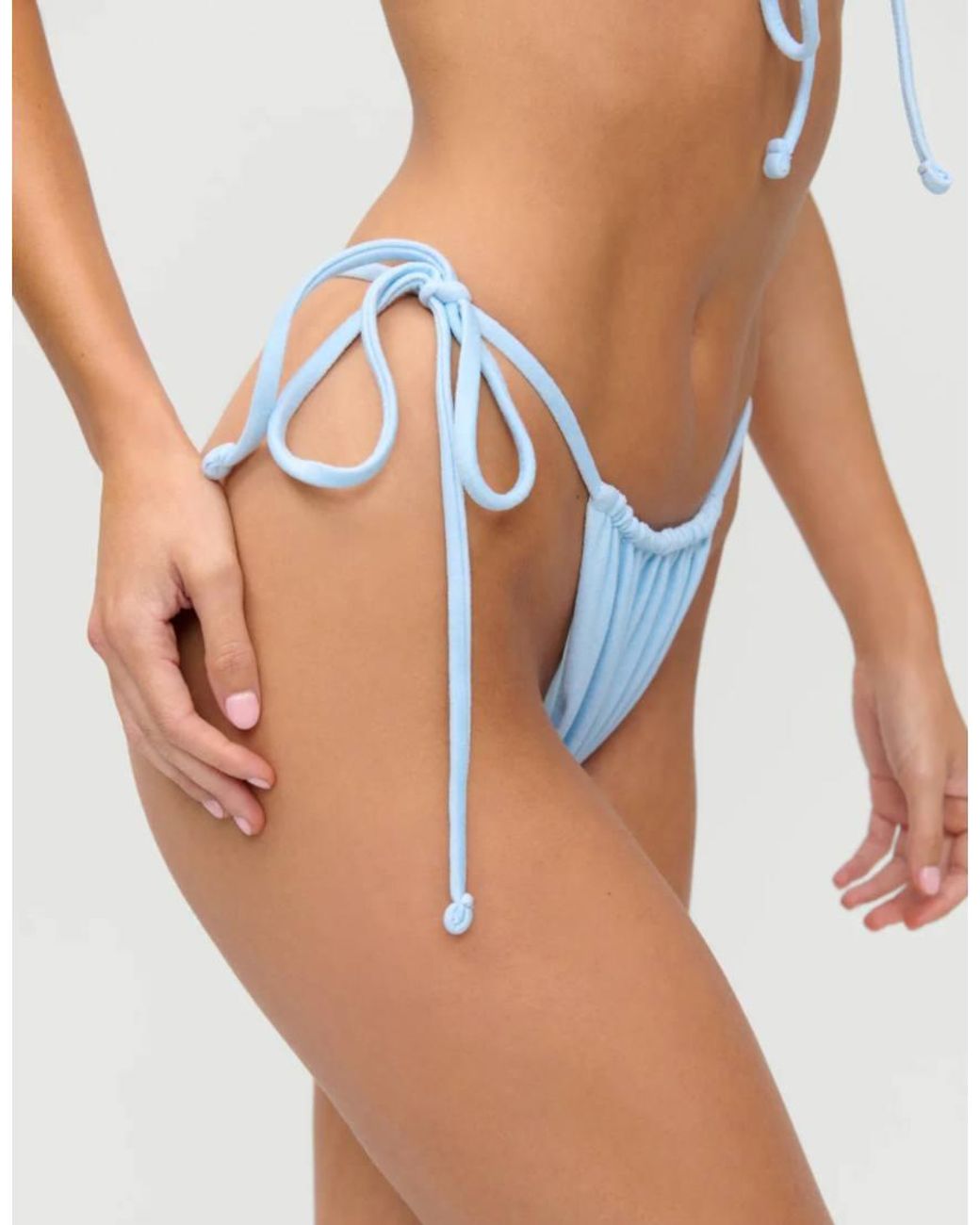 Frankie's Bikinis Blue X Jennie Kim Tieside Towelling Bikini Bottom